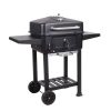 TOO BG-200B fekete BBQ faszenes grillkocsi két oldalsó asztallal