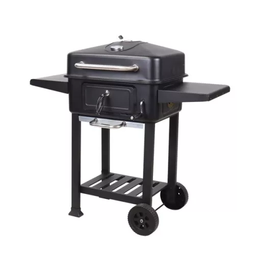 TOO BG-200B fekete BBQ faszenes grillkocsi két oldalsó asztallal