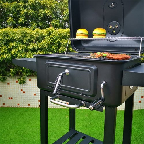 TOO BG-200B fekete BBQ faszenes grillkocsi két oldalsó asztallal