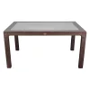 IRIS GF-220BR ECO barna műanyag kerti asztal rattan üveglappal 90x150cm