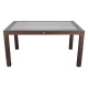 IRIS GF-220BR ECO barna műanyag kerti asztal rattan üveglappal 90x150cm