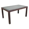 IRIS GF-220BR ECO barna műanyag kerti asztal rattan üveglappal 90x150cm