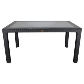   IRIS GF-220A ECO antracit műanyag kerti asztal rattan üveglappal 90x150cm
