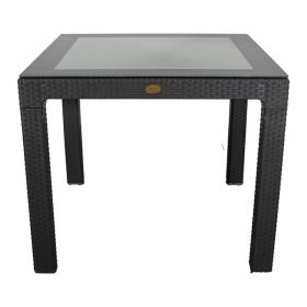   IRIS GF-820A ORIGINAL antracit műanyag kerti asztal rattan üveglappal 90x90cm