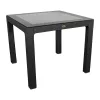 IRIS GF-820A ORIGINAL antracit műanyag kerti asztal rattan üveglappal 90x90cm
