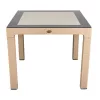 IRIS GF-820C ORIGINAL CAPPUCCINO műanyag kerti asztal rattan üveglappal 90x90cm