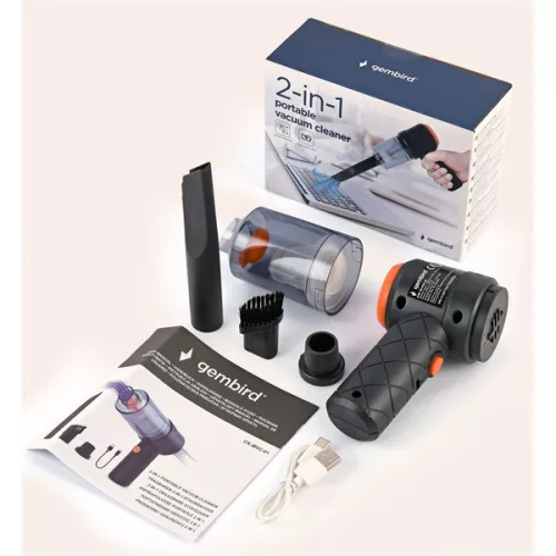 Gembird CK-MVC-01 2in1 hordozható akkumulátoros porszívó (morzsa vagy autós), fekete