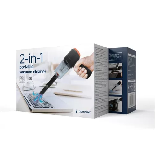 Gembird CK-MVC-01 2in1 hordozható akkumulátoros porszívó (morzsa vagy autós), fekete