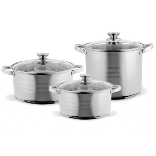TOO LP-7170 prémium rozsdamentes 6 darabos edénykészlet, 7,2 liter+10 liter+13,3 liter fazék/lábas+fedők