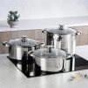 TOO LP-7170 prémium rozsdamentes 6 darabos edénykészlet, 7,2 liter+10 liter+13,3 liter fazék/lábas+fedők