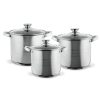 TOO LP-7171 prémium rozsdamentes 6 darabos edénykészlet, 4,3 liter+5,6 liter+7,2 liter fazék/lábas+fedők