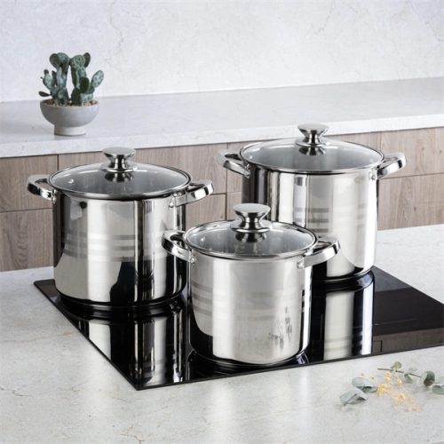 TOO LP-7171 prémium rozsdamentes 6 darabos edénykészlet, 4,3 liter+5,6 liter+7,2 liter fazék/lábas+fedők