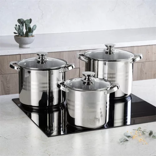 TOO LP-7171 prémium rozsdamentes 6 darabos edénykészlet, 4,3 liter+5,6 liter+7,2 liter fazék/lábas+fedők