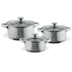   TOO LP-7172 prémium rozsdamentes 6 darabos edénykészlet, 2,3 liter+4,2 liter+5,8 liter fazék/lábas+fedők
