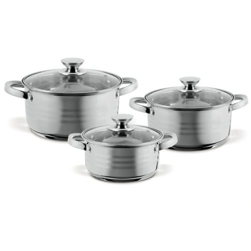 TOO LP-7172 prémium rozsdamentes 6 darabos edénykészlet, 2,3 liter+4,2 liter+5,8 liter fazék/lábas+fedők