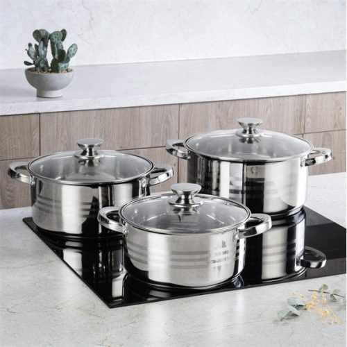 TOO LP-7172 prémium rozsdamentes 6 darabos edénykészlet, 2,3 liter+4,2 liter+5,8 liter fazék/lábas+fedők