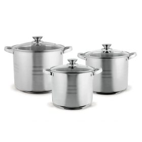   TOO LP-7173 prémium rozsdamentes 6 darabos edénykészlet, 9 liter+11,1 liter+17,5 liter fazék/lábas+fedők