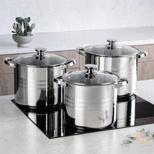 TOO LP-7173 prémium rozsdamentes 6 darabos edénykészlet, 9 liter+11,1 liter+17,5 liter fazék/lábas+fedők