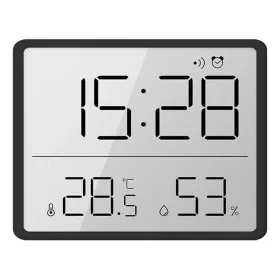   IRIS DC-111-B hőmérséklet és páratartalom kijelzéssel, ébresztő funkcióval fekete digitális óra