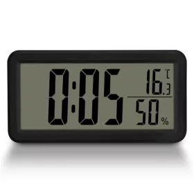   TOO DC-505-B hőmérséklet és páratartalom kijelzéssel, ébresztő funkcióval fekete digitális óra