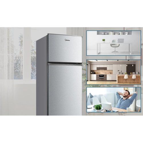 Midea MDRT294FGE50 ezüst, felülfagyasztós, Hűtő:163L, Fagyasztó:41L, No frost hűtőszekrény