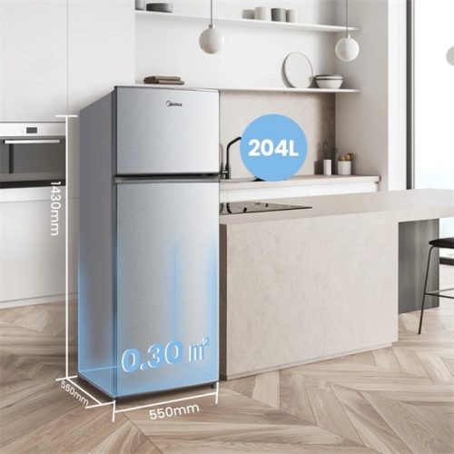 Midea MDRT294FGE50 ezüst, felülfagyasztós, Hűtő:163L, Fagyasztó:41L, No frost hűtőszekrény