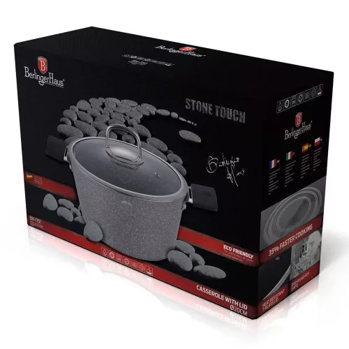 Berlinger Haus Gray Stone Touch Line fazék fedővel 20 cm  ( BH-1151N)