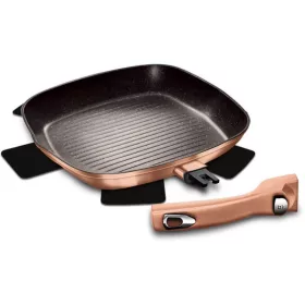   Berlinger Haus Metallic Rosegold Line grill serpenyő márvány bevonattal, levehető nyéllel, 28 cm (BH-1950)
