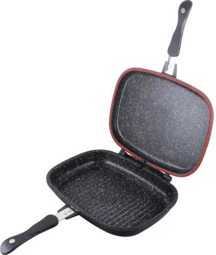 Berlinger Haus Granit Diamond Line dupla grill serpenyő márvány bevonattal, fekete/narancssárga (BH-6580)