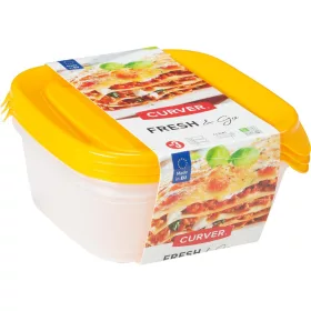  CURVER 182218 "FRESH&GO" SZÖGLETES ÉTELTARTÓ SZETT 3x0,8L - TRANSZPARENS/NARANCSSÁRGA