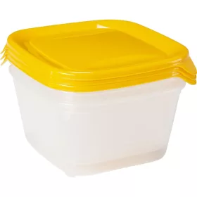   CURVER 182221 "FRESH&GO" NÉGYZETES ÉTELTÁROLÓ KÉSZLET 3x1,2L - TRANSZPARENS/NARANCSSÁRGA