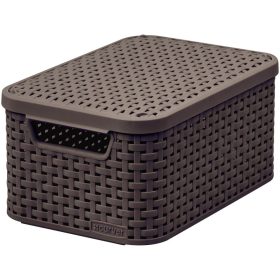   CURVER 205839 "STYLE" S MÉRETŰ RATTAN KOSÁR FEDÉLLEL 7L - SÖTÉTBARNA