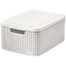   CURVER 205848 "STYLE" M MÉRETŰ RATTAN KOSÁR FEDÉLLEL 18L - KRÉM