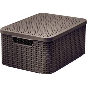   CURVER 205847 "STYLE" M MÉRETŰ RATTAN KOSÁR FEDÉLLEL 18L - SÖTÉTBARNA