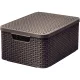CURVER 205847 "STYLE" M MÉRETŰ RATTAN KOSÁR FEDÉLLEL 18L - SÖTÉTBARNA