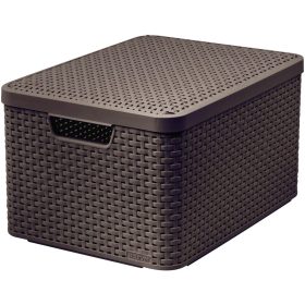   CURVER 205861 "STYLE" L MÉRETŰ RATTAN KOSÁR FEDÉLLEL 30L - SÖTÉTBARNA