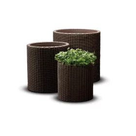KETER 220455 S+M+L CYLINDER PLANTERS MŰRATTAN KASPÓ SZETT