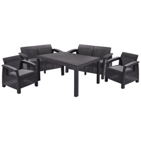   KETER 223216 CORFU FIESTA MŰRATTAN KERTI BÚTOR SZETT ÉTKEZŐ ASZTALLAL