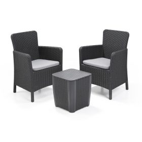   KETER 231695 TRENTON BALCONY MŰRATTAN KERTI BÚTOR SZETT (FONOTT RATTAN MINTÁJÚ ASZTAL)