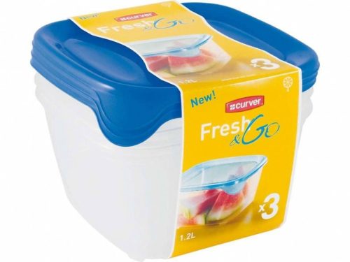 Curver 182220 182220 "FRESH&GO" SZÖGLETES ÉTELTARTÓ SZETT 3x1,2L