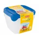 CURVER "FRESH&GO" SZÖGLETES ÉTELTARTÓ SZETT 3x1,2L