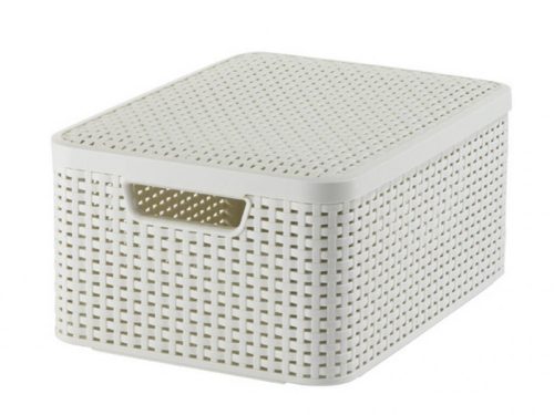 Curver 205848 205848 "STYLE" M MÉRETŰ RATTAN KOSÁR FEDÉLLEL (18L) Krém