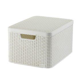   Curver 205862 style l méretű rattan kosár fedéllel (30l) krém