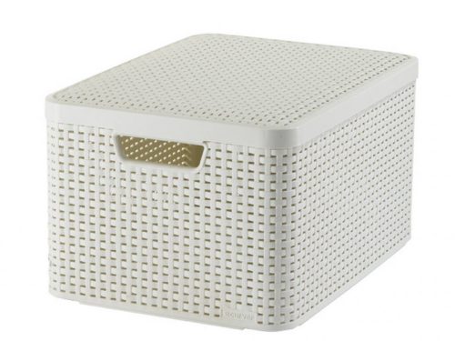 Curver 205862 205862 STYLE L MÉRETŰ RATTAN KOSÁR FEDÉLLEL (30L) Krém