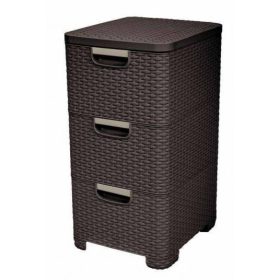 Curver 206313 style rattan 3 fiókos szekrény sötétbarna