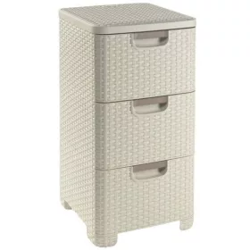 STYLE  RATTAN 3 FIÓKOS SZEKRÉNY Krém