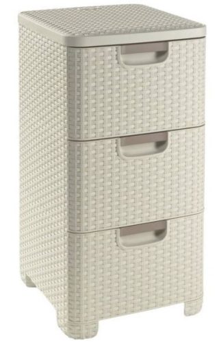 Curver 206314 206314 STYLE RATTAN 3 FIÓKOS SZEKRÉNY Krém