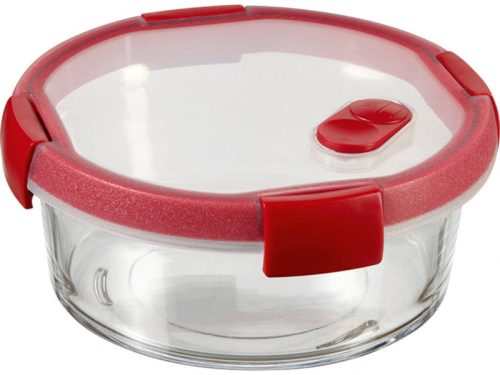Curver 235709 235709 "SMART COOK" ÜVEG KEREK ÉTELTARTÓ 0,6L Átlátszó/piros 