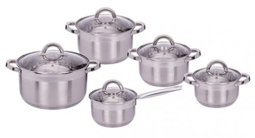 Smile MGK-10 edényszett 10 db-os, rozsdammentes acél, üvegfedőkkel