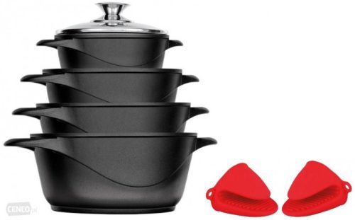 Smile MGK-12 edényszett 10 db-os, fekete, üvegfedő, ILAG bevonat